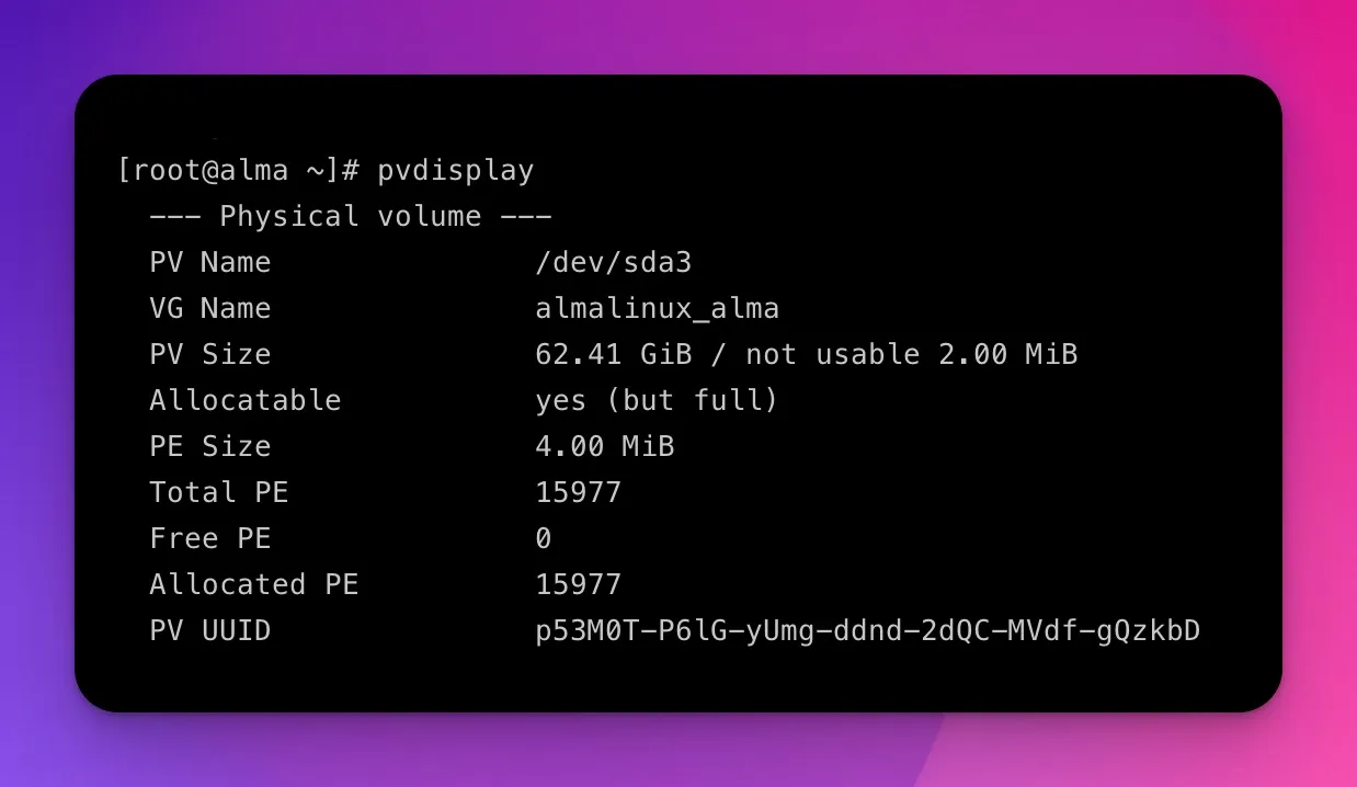 pvdisplay