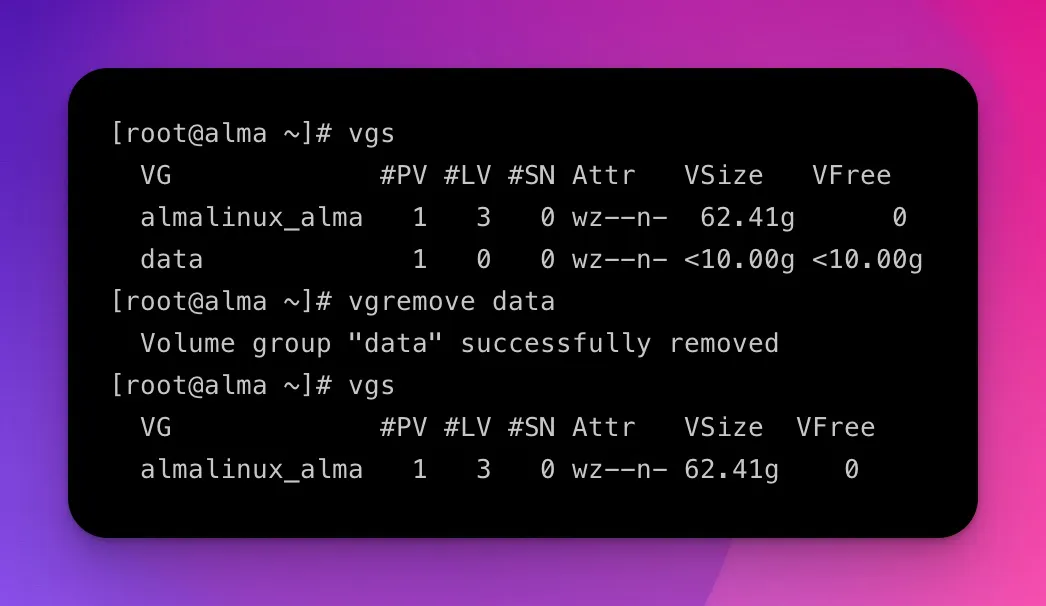 vgremove